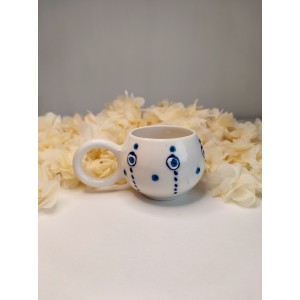 Nazar Boncuğu Desenli El Yapımı Seramik Kupa